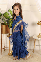 Saree style sharara with crop top - Kirti Agarwal