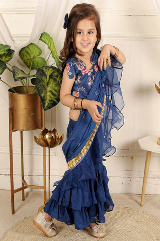 Saree style sharara with crop top - Kirti Agarwal