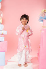 Sequins And Thread Work Pink Kurta With Dhoti - Kirti Agarwal