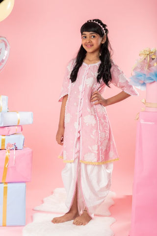 Sequins And Thread Work Pink Kurti With Dhoti - Kirti Agarwal