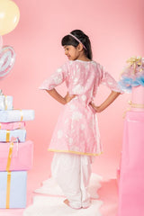 Sequins And Thread Work Pink Kurti With Dhoti - Kirti Agarwal