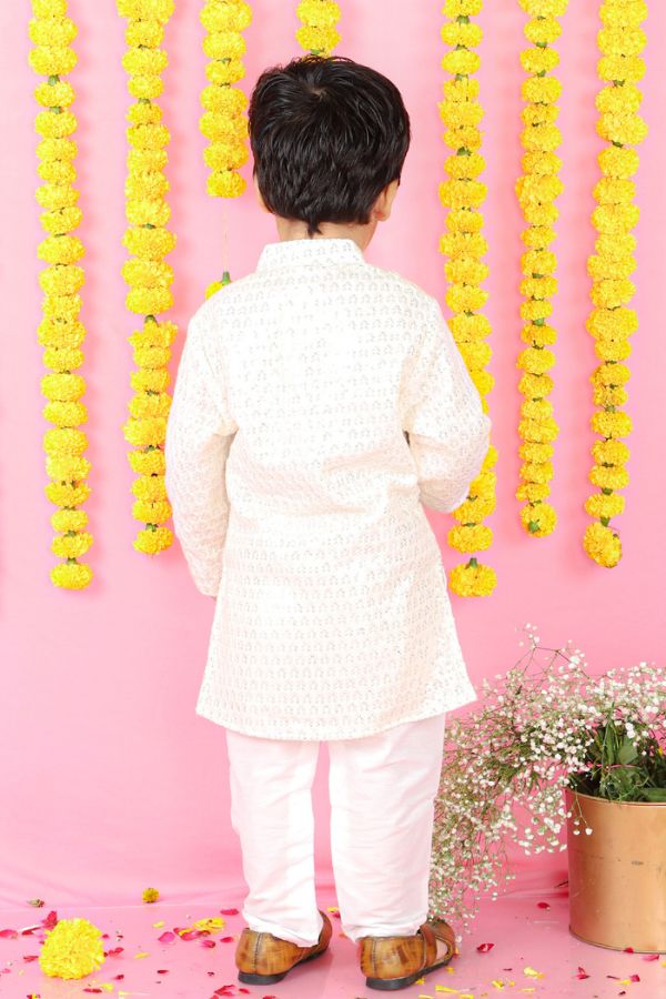 Sequins Embroidered Off White Kurta And Patiala - Kirti Agarwal