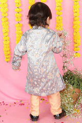 Sherwani Style Embroidered Kurta with Orange Chudidar - Kirti Agarwal