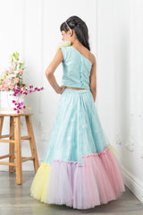 Slant Cut Crop top with heavy embroidered Lahenga - Kirti Agarwal