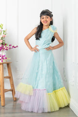 Slant Cut Crop top with heavy embroidered Lahenga - Kirti Agarwal