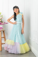 Slant Cut Crop top with heavy embroidered Lahenga - Kirti Agarwal