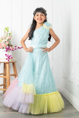 Slant Cut Crop top with heavy embroidered Lahenga - Kirti Agarwal