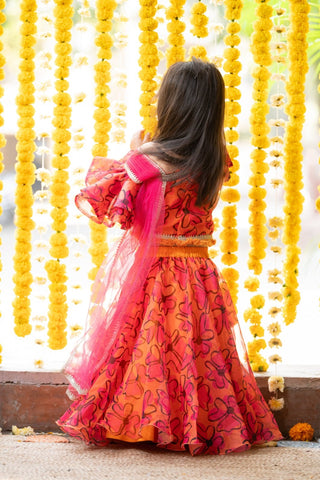 Stylish Floral Printed One Shoulder Top With Lehenga - Kirti Agarwal