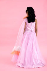 Stylish One Shoulder Mirror Work Lavender Top And Lehenga - Kirti Agarwal