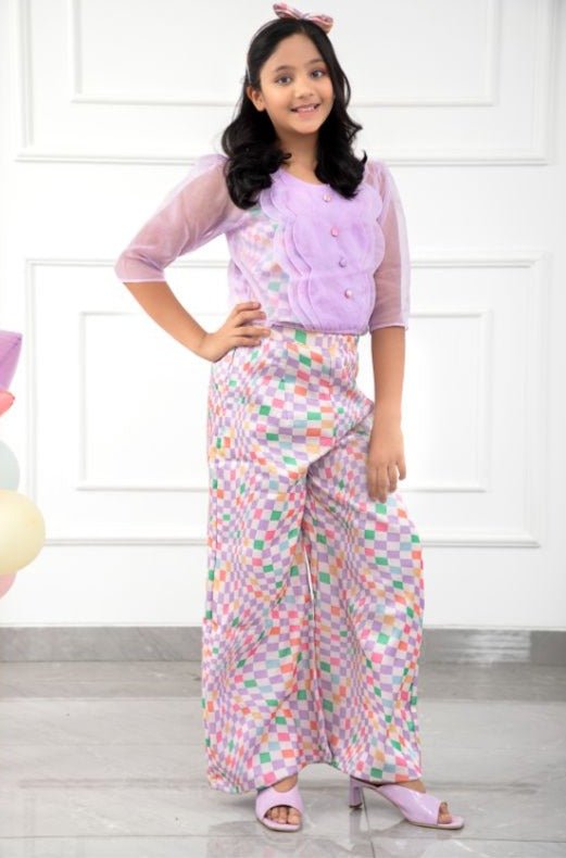 Stylish Scalaped Organza top with multicolour pants - Kirti Agarwal