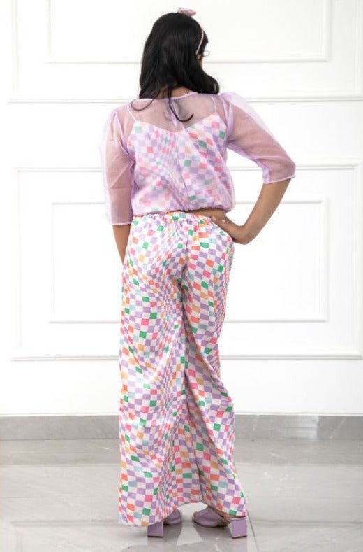 Stylish Scalaped Organza top with multicolour pants - Kirti Agarwal