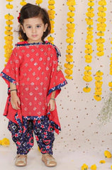 Tart Red One Shoulder Top With Sequins Embroidered Cape And Patola - Kirti Agarwal