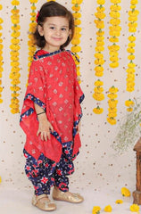 Tart Red One Shoulder Top With Sequins Embroidered Cape And Patola - Kirti Agarwal