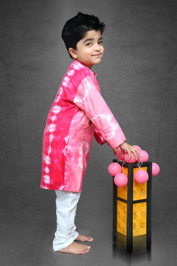 Tie and Dyed different cut Kurta with off white chudidar - Kirti Agarwal