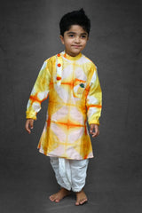 Tie and Dyed Orange Yellow Kurta with Dhoti - Kirti Agarwal