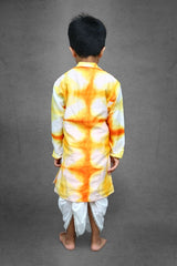 Tie and Dyed Orange Yellow Kurta with Dhoti - Kirti Agarwal