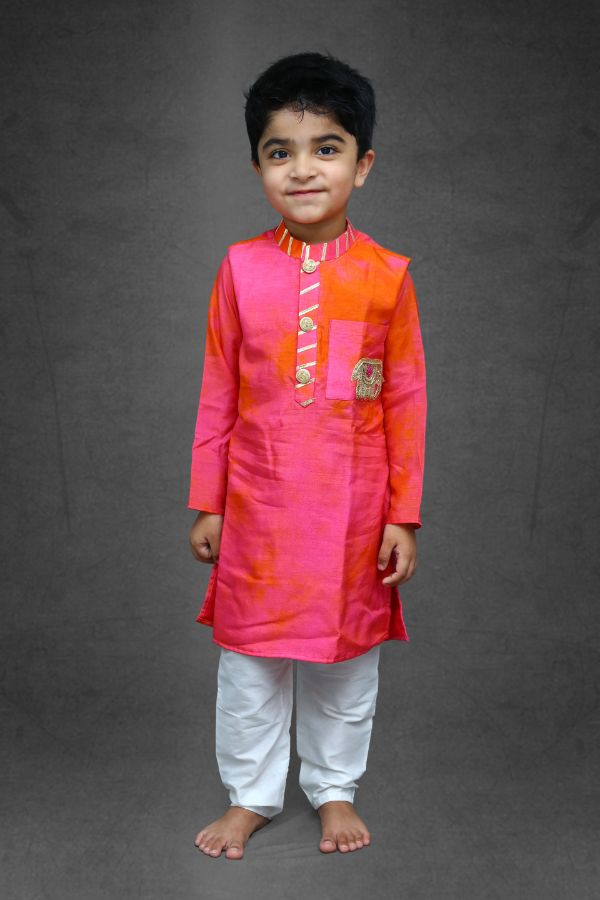 Tie and dyed Pinkish Kurta with Chudidar - Kirti Agarwal