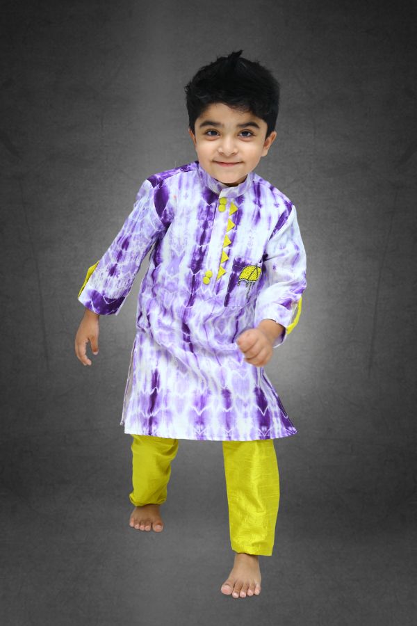 Tie and Dyed Purple Kurta with Chudidar - Kirti Agarwal