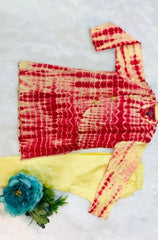 Tie and Dyed Yellow red Kurta with pale yellow chudidar - Kirti Agarwal