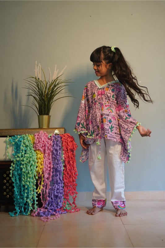 Unicorn Print Kaftan with Pants - Kirti Agarwal