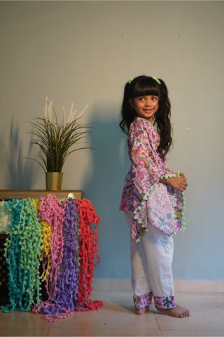 Unicorn Print Kaftan with Pants - Kirti Agarwal