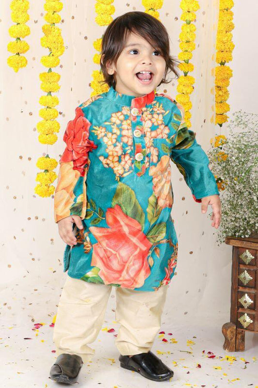 Velvet Floral printed Kurta With Pyjama. - Kirti Agarwal