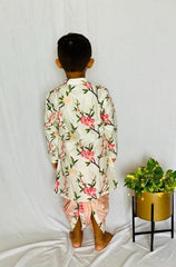 White Embroidered Floral Kurta with Dhoti - Kirti Agarwal