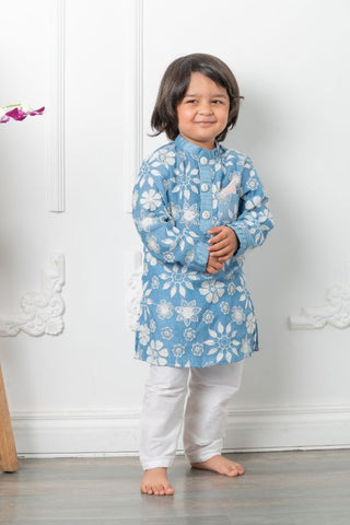 White embroidered kurta with Pyjama - Kirti Agarwal