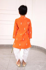 White Embroidered Orange Kurta with Dhoti - Kirti Agarwal