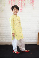 Yellow Green Chanderi Kurta with Patiala Salwar - Kirti Agarwal