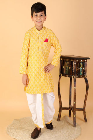 Yellow Thread Embroidered Kurta With Dhoti - Kirti Agarwal