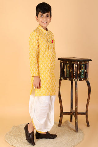 Yellow Thread Embroidered Kurta With Dhoti - Kirti Agarwal