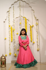 Zig Zag print Lahenga with frills at bottom and crop top with different pattern - Kirti Agarwal