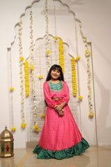 Zig Zag print Lahenga with frills at bottom and crop top with different pattern - Kirti Agarwal